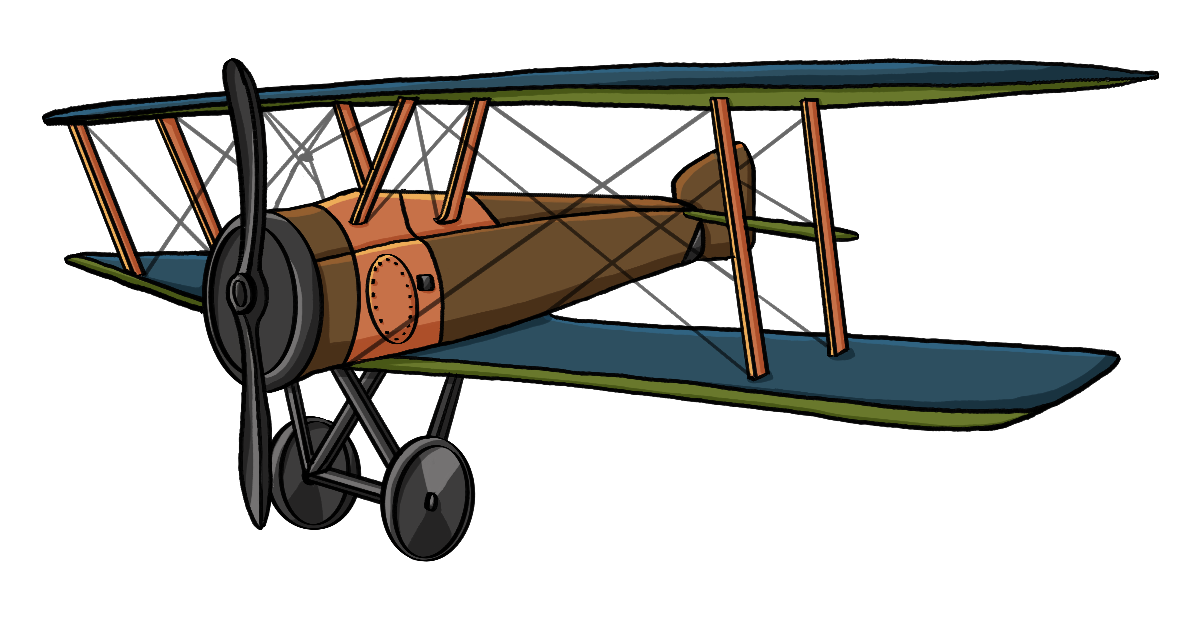 Ein altes Doppeldeckerflugzeug.