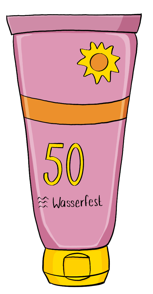 Eine Tube mit der Aufschrift: 50 Wasserfest.