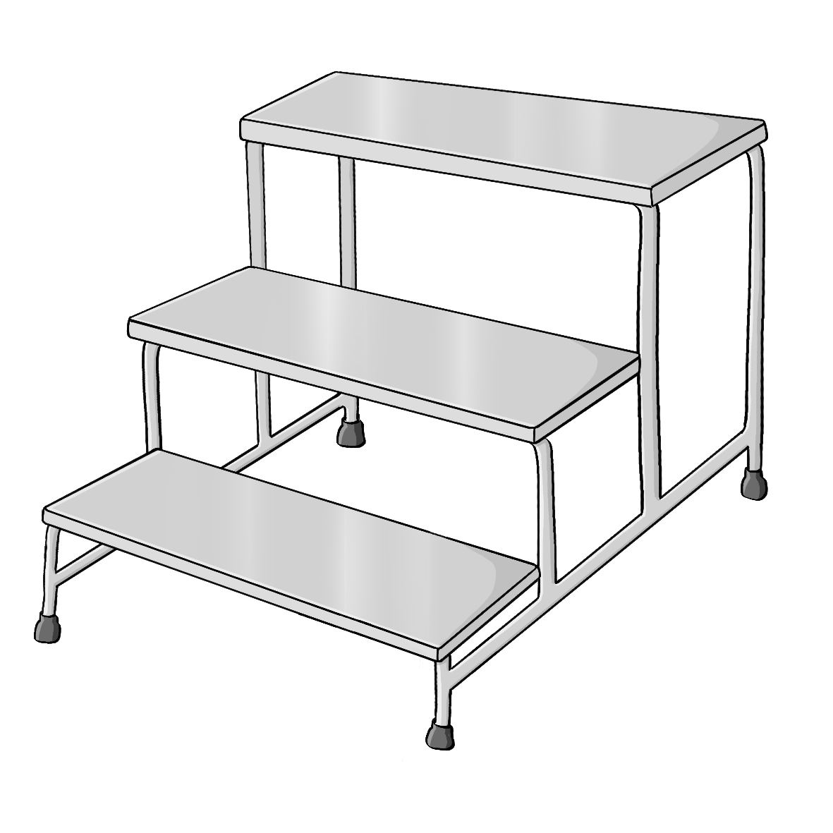 Ein Tritthocker mit drei Stufen.