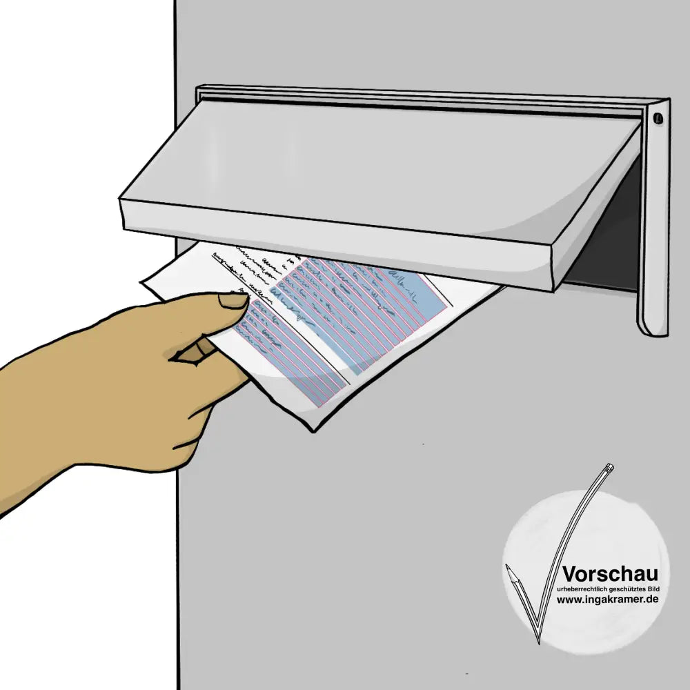 Eine Hand wirft einen Antrag in einen Briefschlitz.