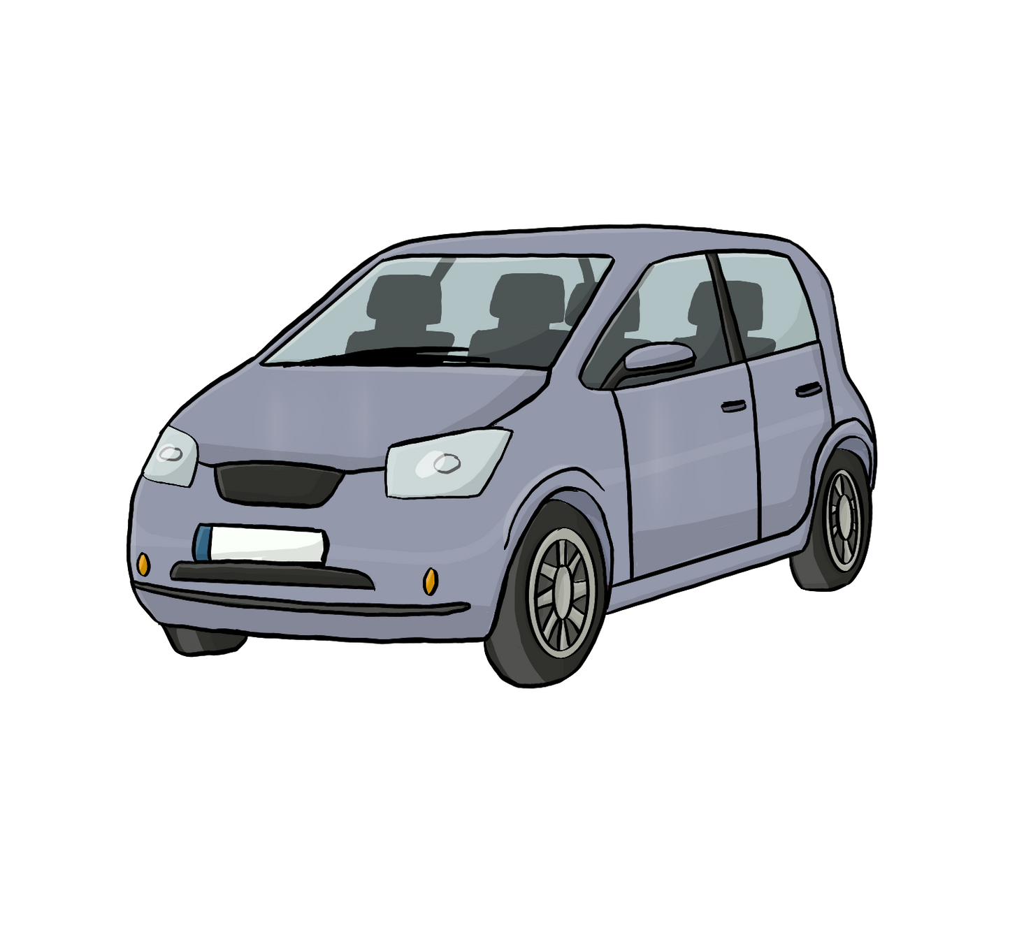 Ein hellblaues Auto.