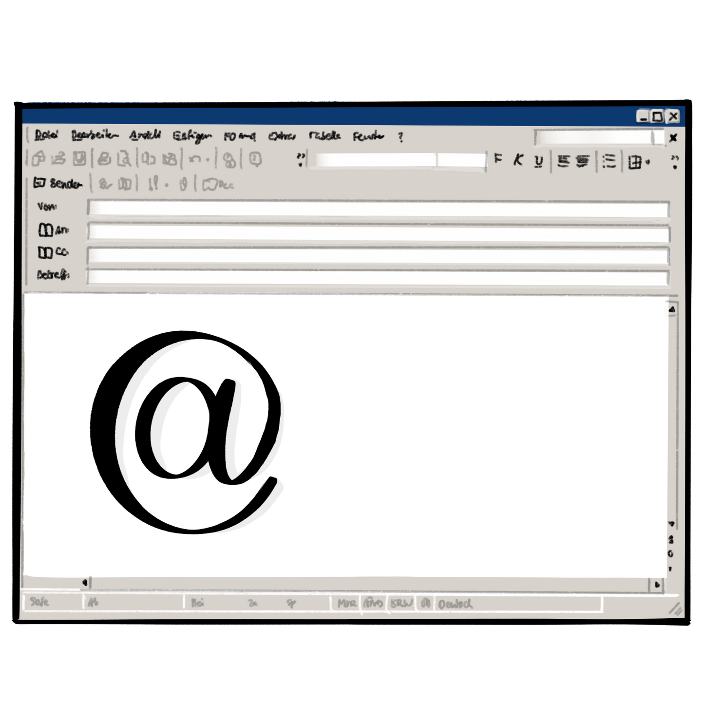 Ein Eingabeformular für eine E-Mail. In dem Formular ist ein großes @-Zeichen.