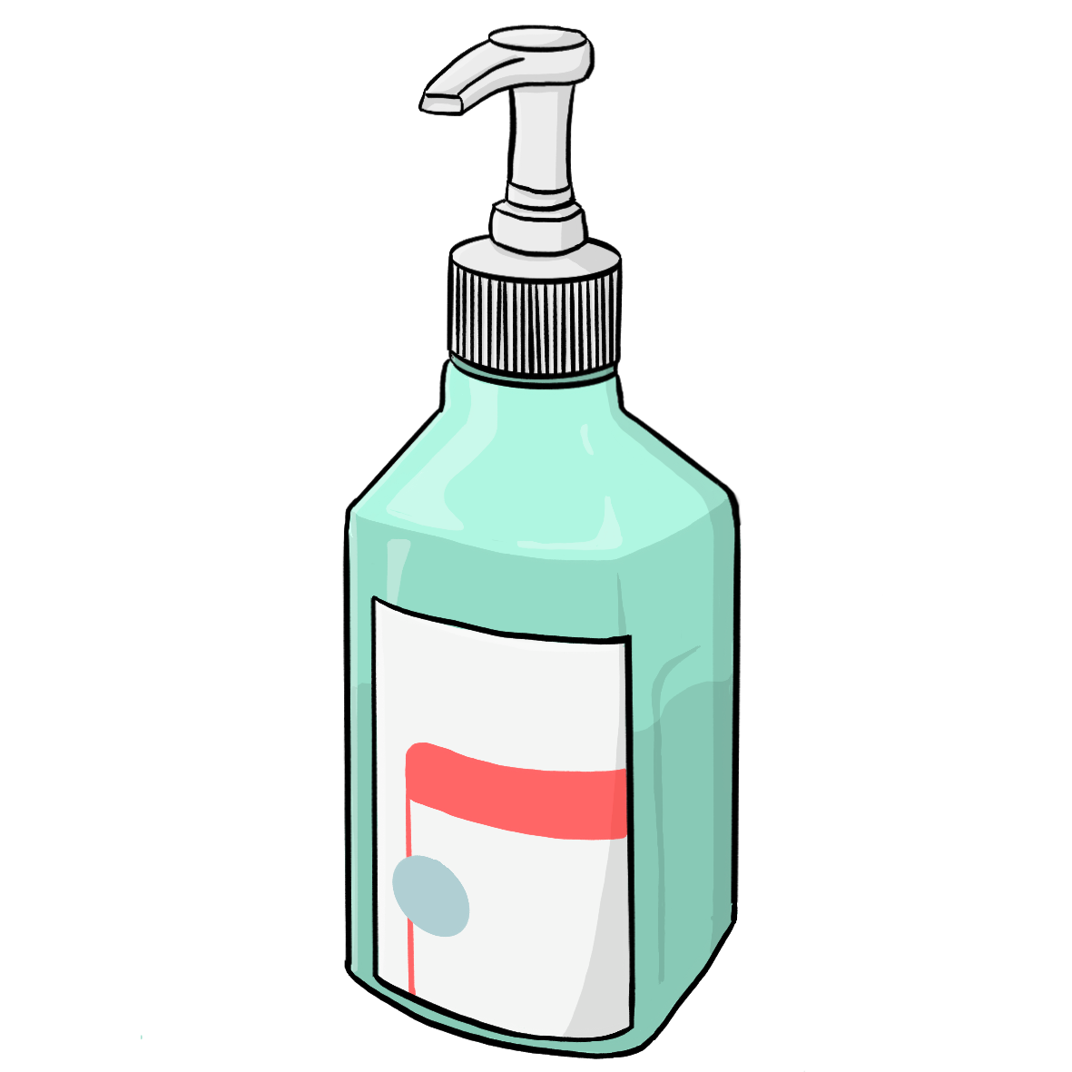 Eine Flasche Desinfektionsmittel zum Pumpen.