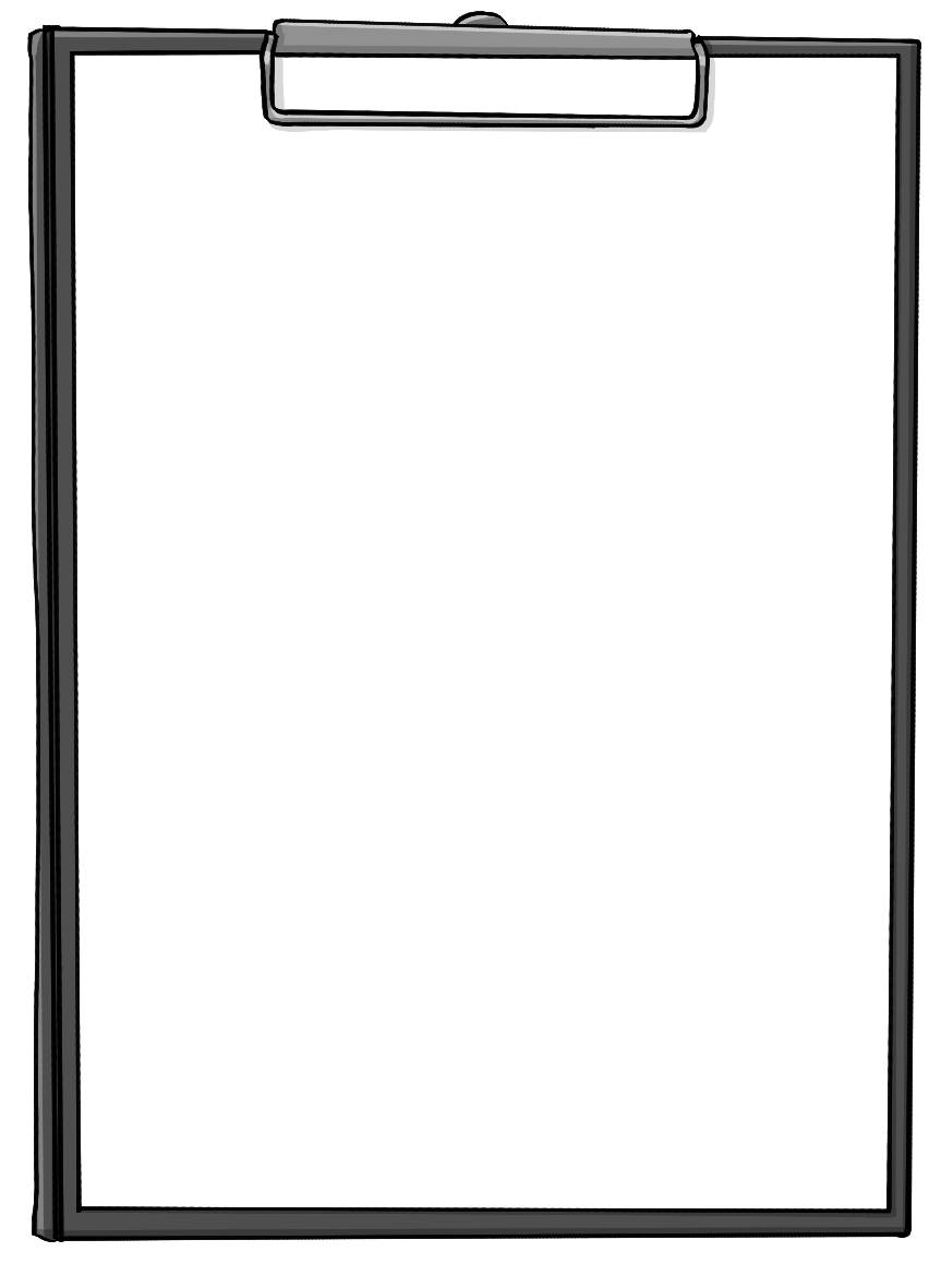 Ein Klemmbrett mit einem leeren Blatt Papier.