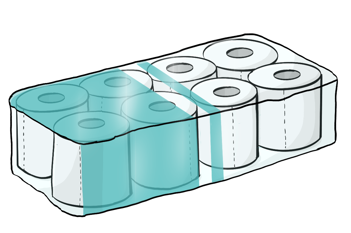 Eine Packung Klopapier-Rollen.