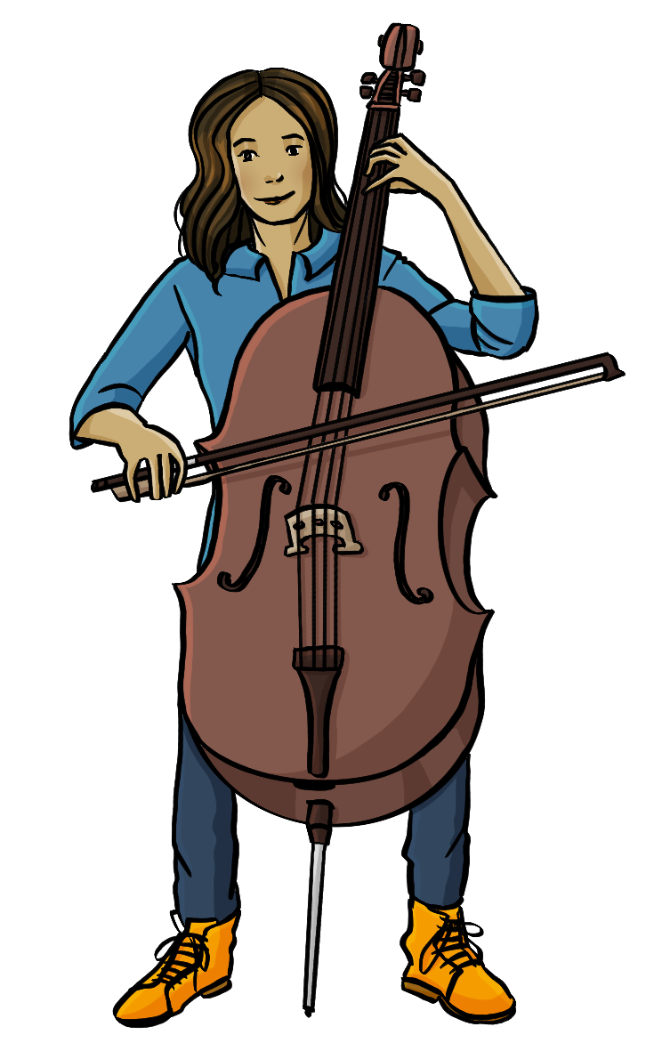 Eine Frau spielt Kontrabass.