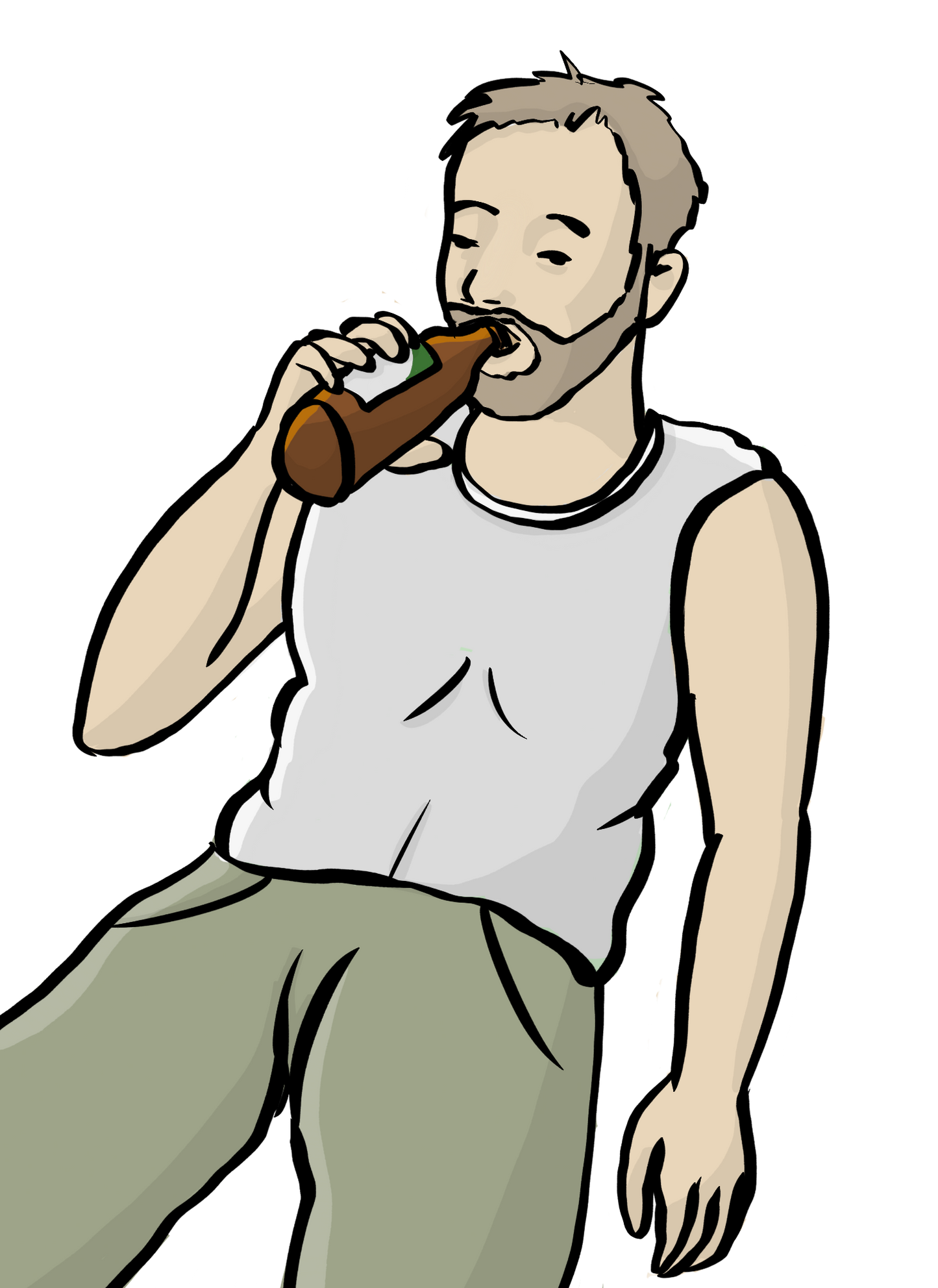 Ein Mann trinkt aus einer Flasche.