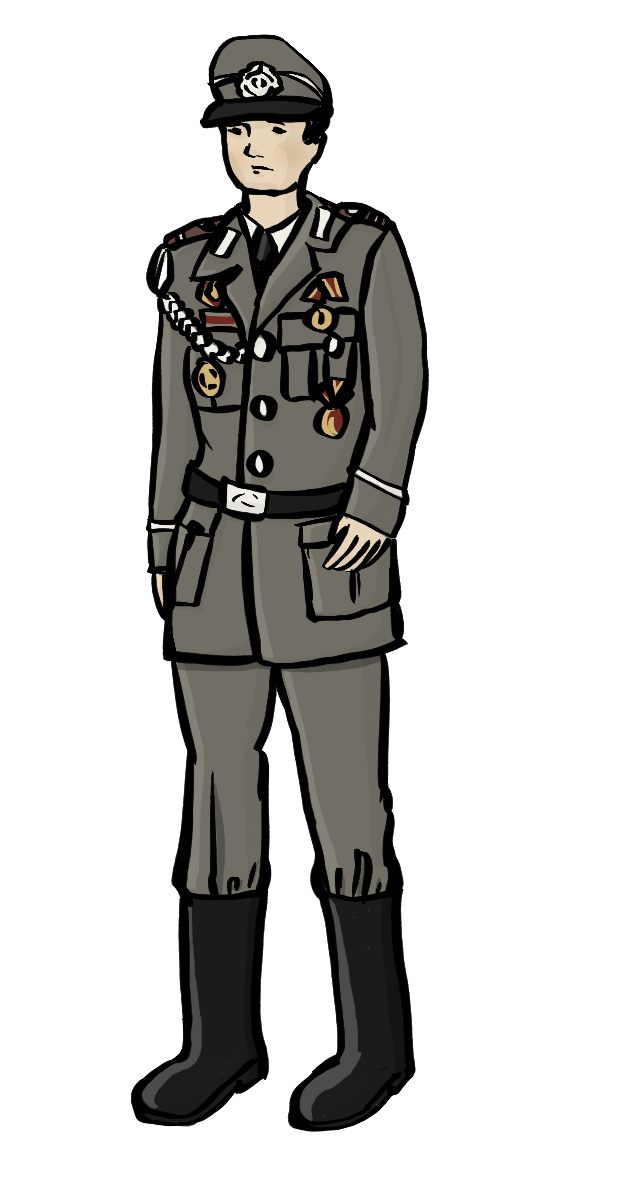 Ein Mann mit einer Uniform des Ministeriums für Staatssicherheit.