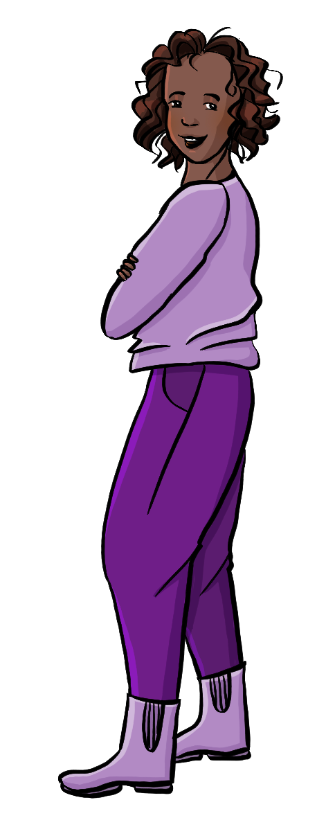 Eine Frau mit verschränkten Armen, sie steht etwas abgewandt und hat den Kopf zum Betrachter gewendet.