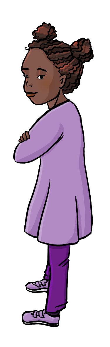 Ein Mädchen mit verschränkten Armen, sie steht etwas abgewandt und hat den Kopf zum Betrachter gewendet.