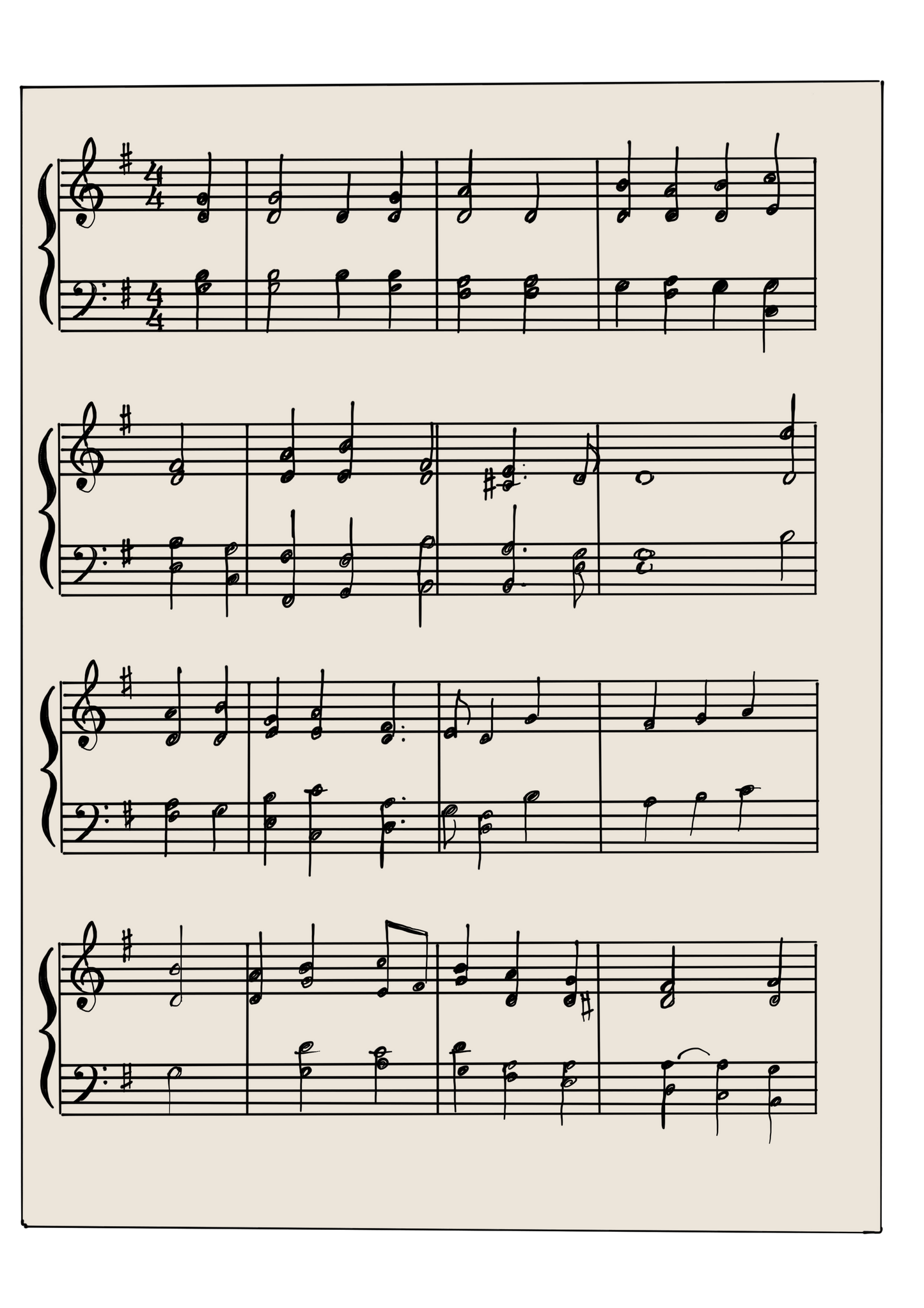 Ein Blatt mit Notenlinien und Notenzeichen.