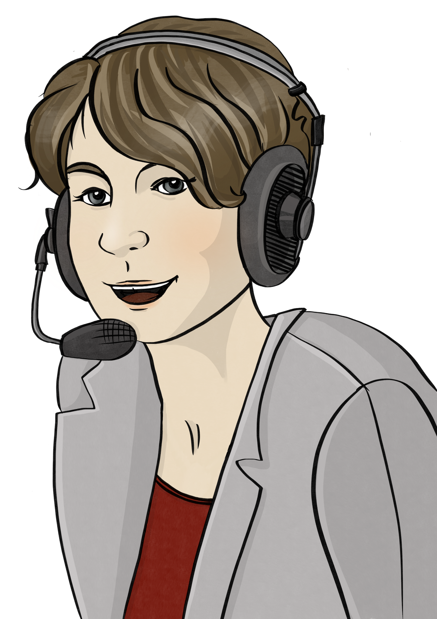 Eine Frau mit einem Headset.