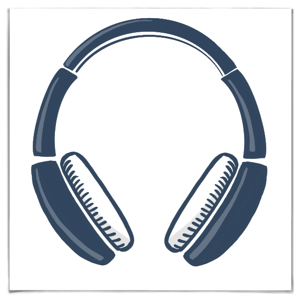 Ein vereinfacht dargestellter Kopfhörer.