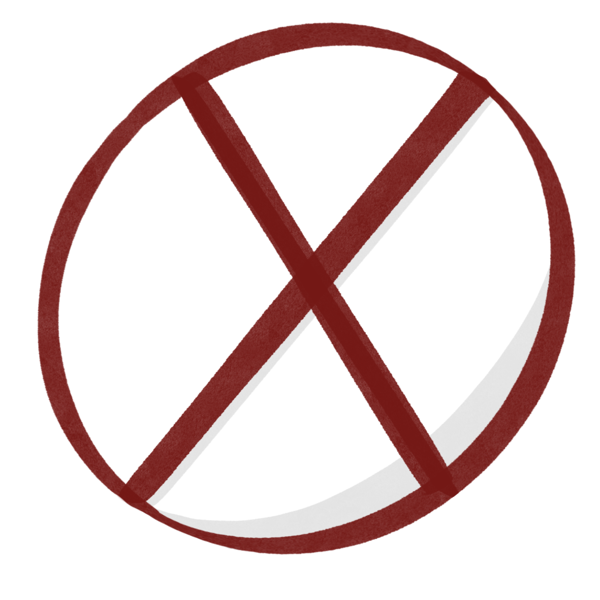 Ein roter durchgestrichener Kreis.