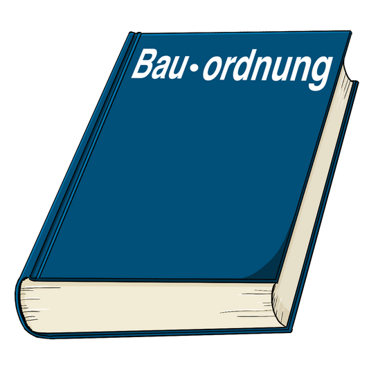 Ein Buch mit der Aufschrift: Bau·ordnung.