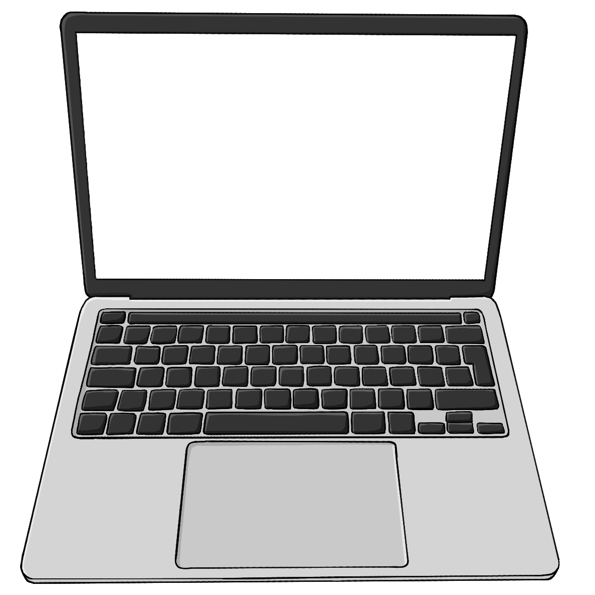 Ein Laptop mit leerem Bildschirm.