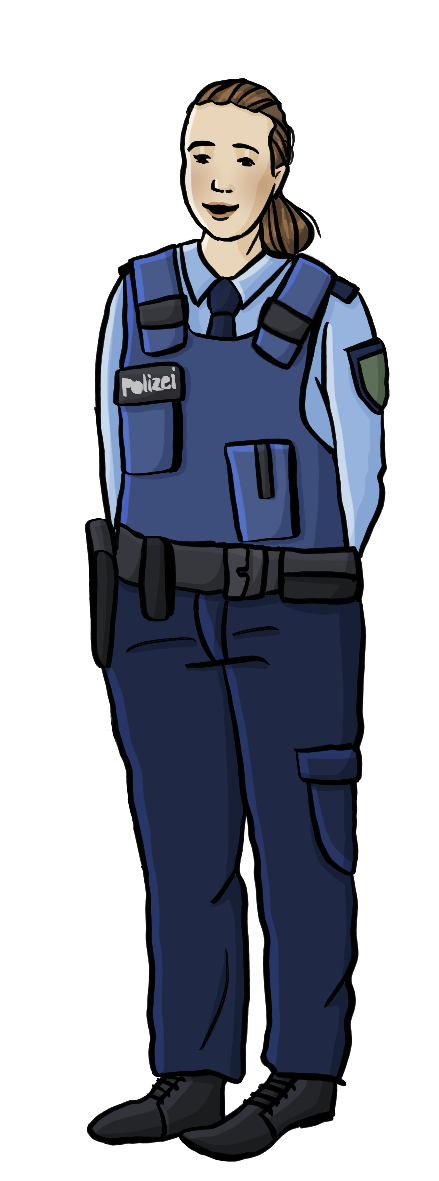 Eine Frau in Polizei-Uniform.