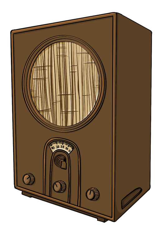Ein altes Radio mit einem Holzgehäuse.