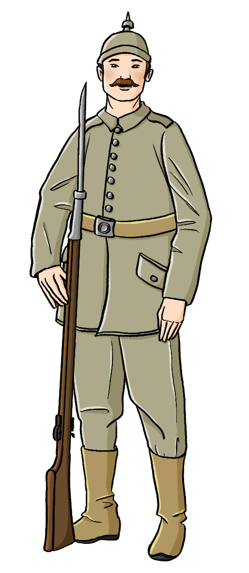 Ein Mann in deutscher Soldatenuniform aus dem ersten Weltkrieg.