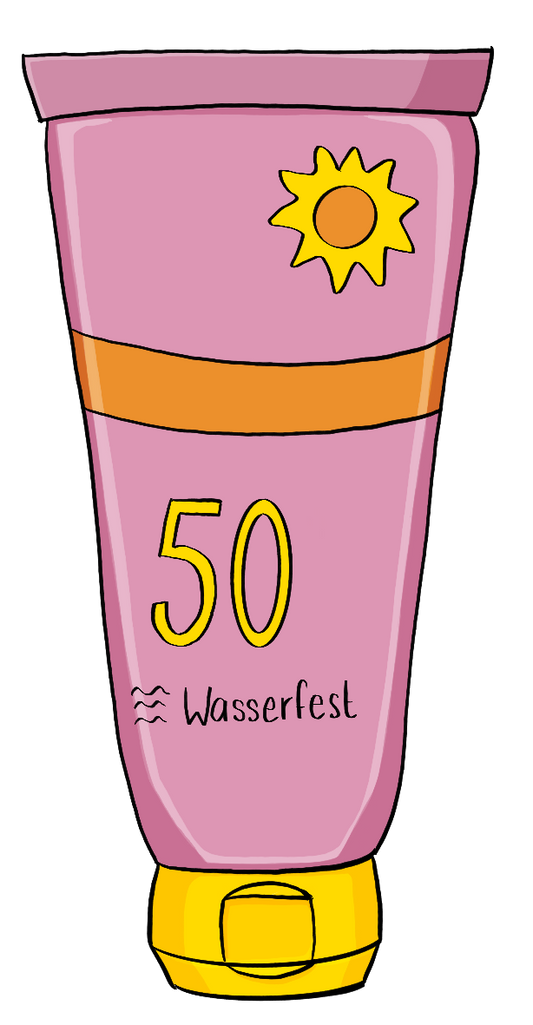 Eine Tube mit der Aufschrift: 50 Wasserfest.