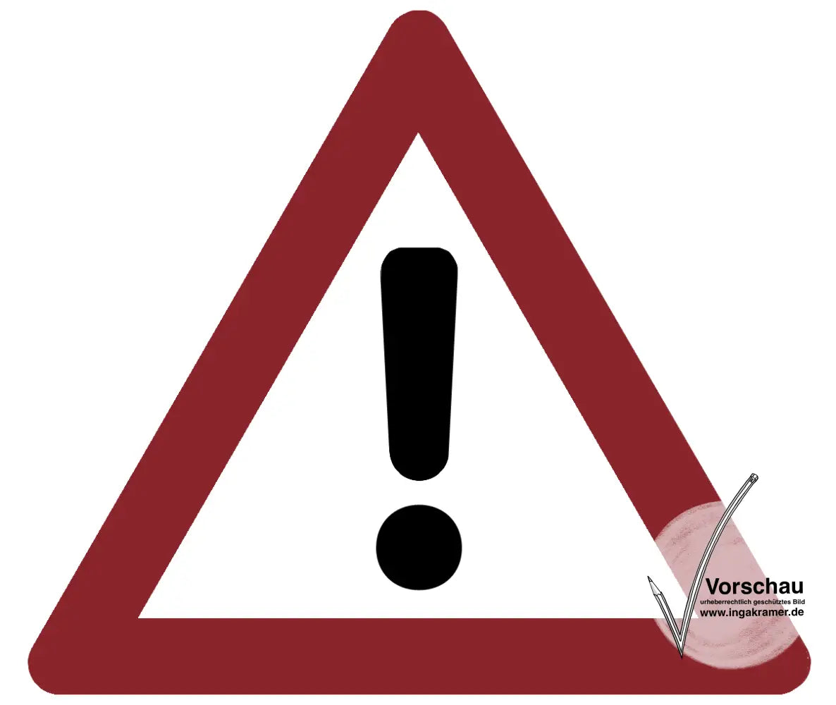 Ein rot umrandetes Dreieck mit einem Ausrufezeichen in der Mitte.