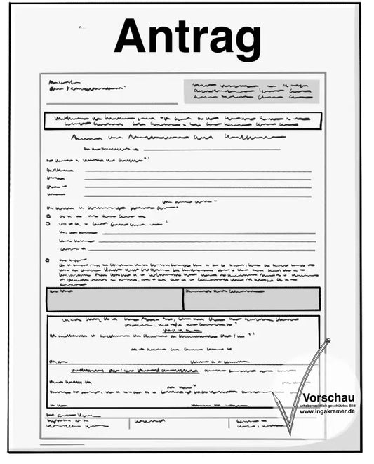 Ein Formular mit dem Titel: Antrag