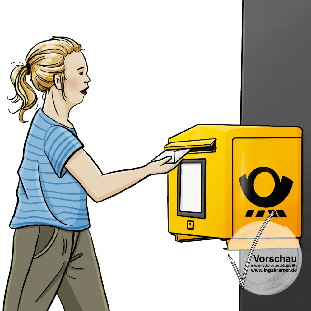 Eine Frau mit Downsyndrom wirft einen Antrag in einen Briefkasten. 