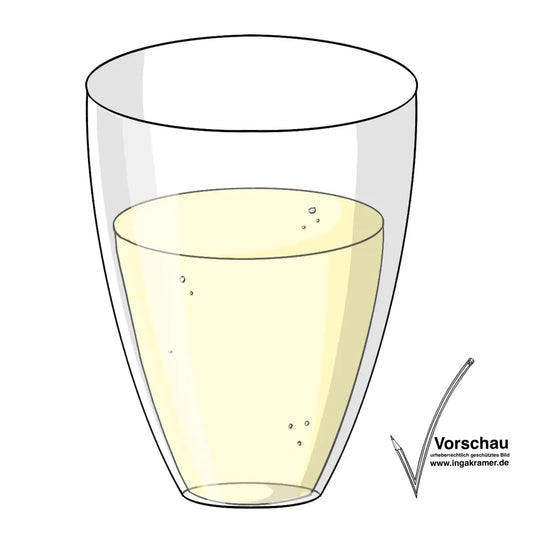 Ein Glas mit einer hellgelben Flüssigkeit.