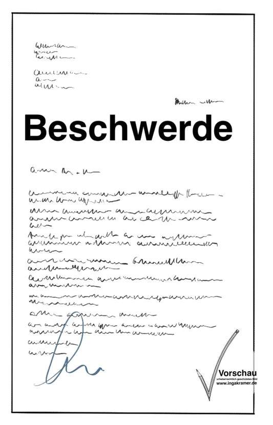Ein Dokument mit der Aufschrift: Beschwerde