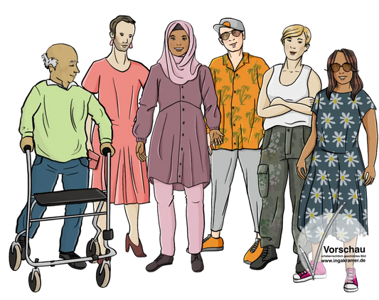 Ein Gruppe von Menschen mit verschiedenen Geschlechtern.