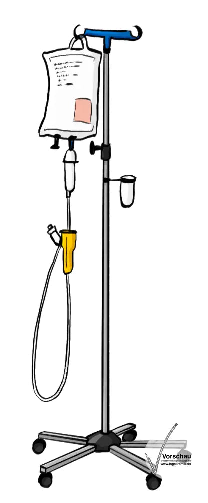 Eine Infusionsständer mit Beutel