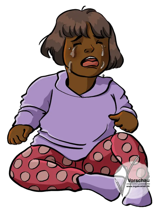 Ein Kleinkind sitzt auf dem Boden und weint.