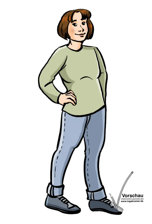 Eine lächelnde Frau mit selbstsicherer Haltung.