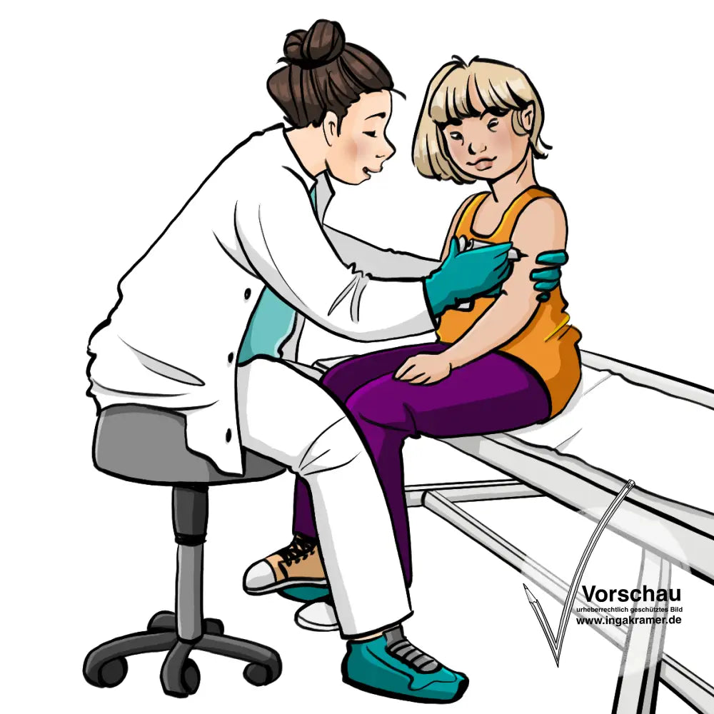 Eine Ärztin impft eine Jugendliche.