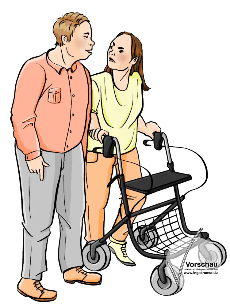 Ein Mann und eine Frau stehen dicht nebeneinander und schauen sich an. Der Mann grinst, die Frau guckt wütend.