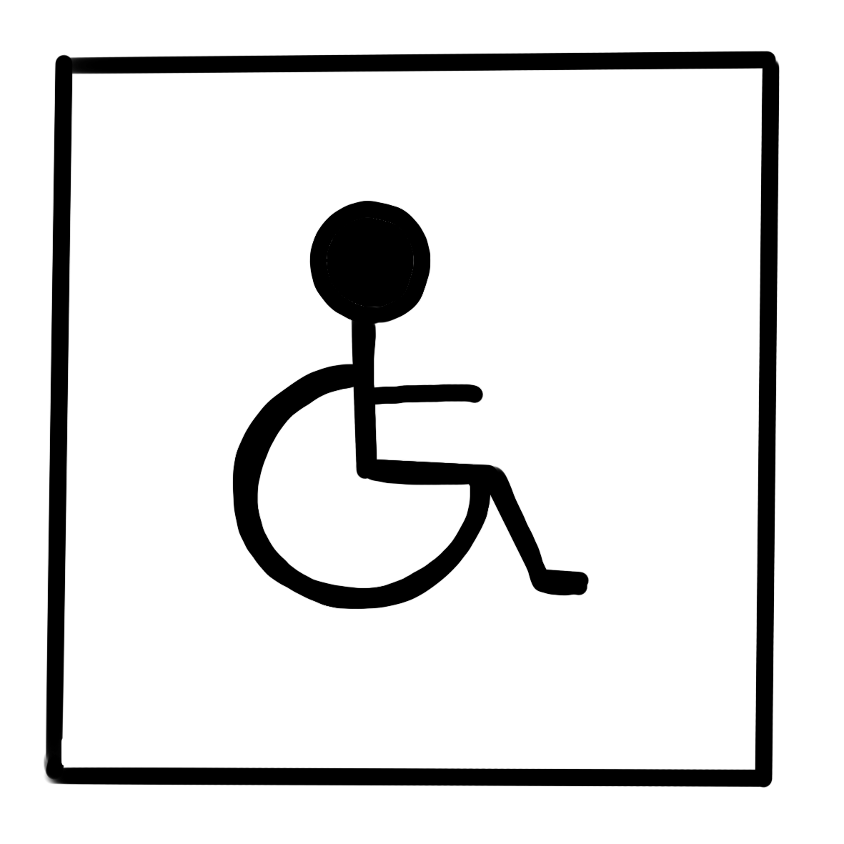 Ein weißes Schild mit schwarzem Rollstuhl-Symbol