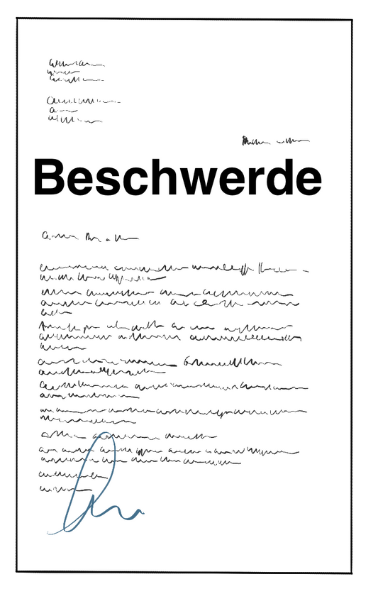 Ein Dokument mit der Aufschrift: Beschwerde