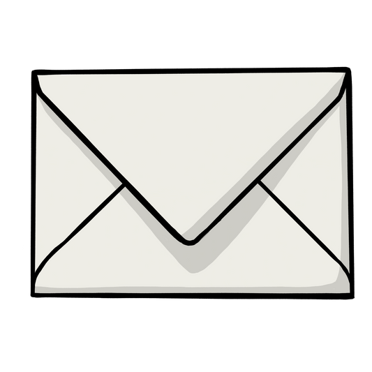 Ein Briefumschlag mit spitzer Klappe.