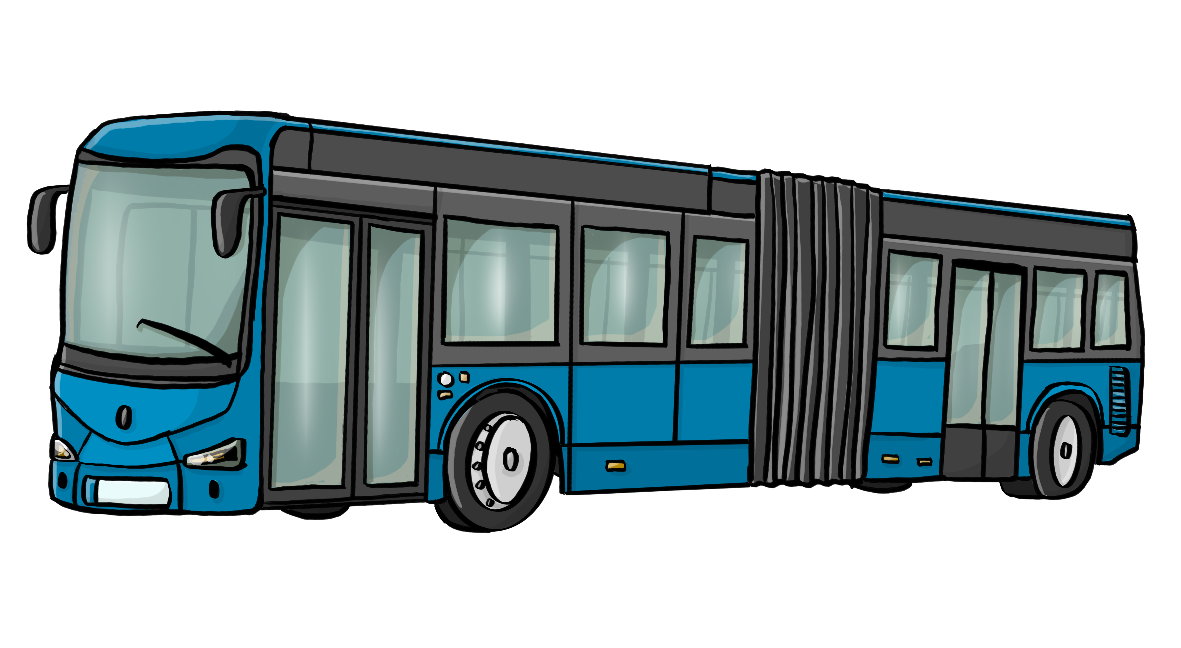 Blauer Bus.