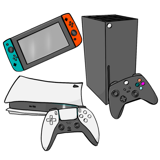 Verschiedene Controller für Spiel-Konsolen.