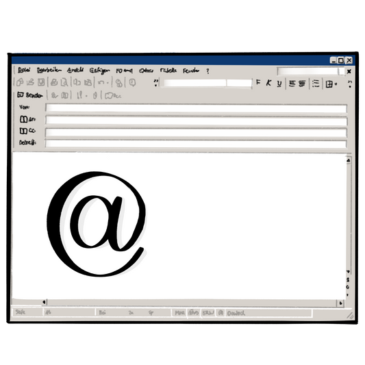 Ein Eingabeformular für eine E-Mail. In dem Formular ist ein großes @-Zeichen. 