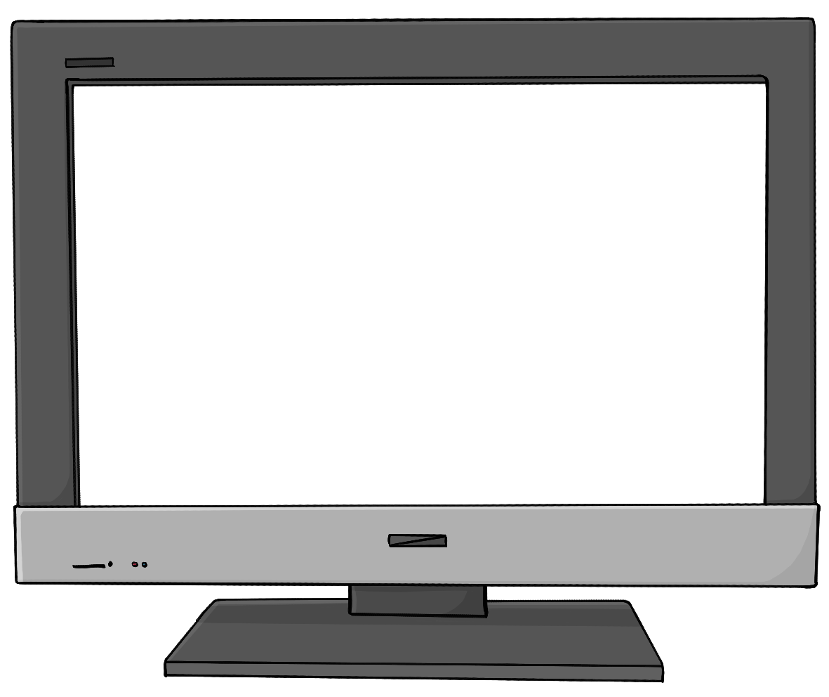 Ein leerer Fernsehbildschirm.