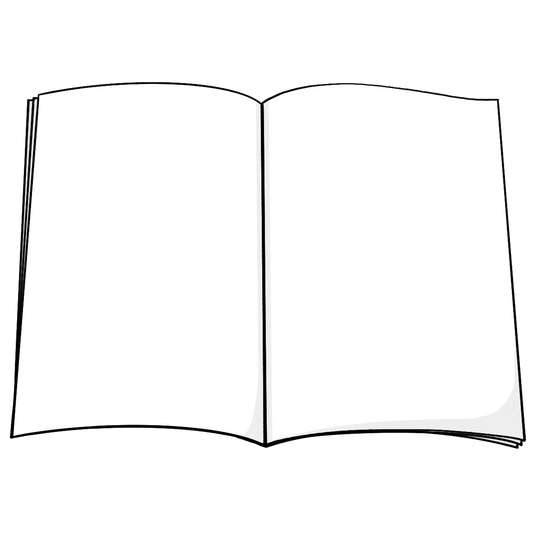 Ein aufgeschlagenes Heft mit leeren Seiten.