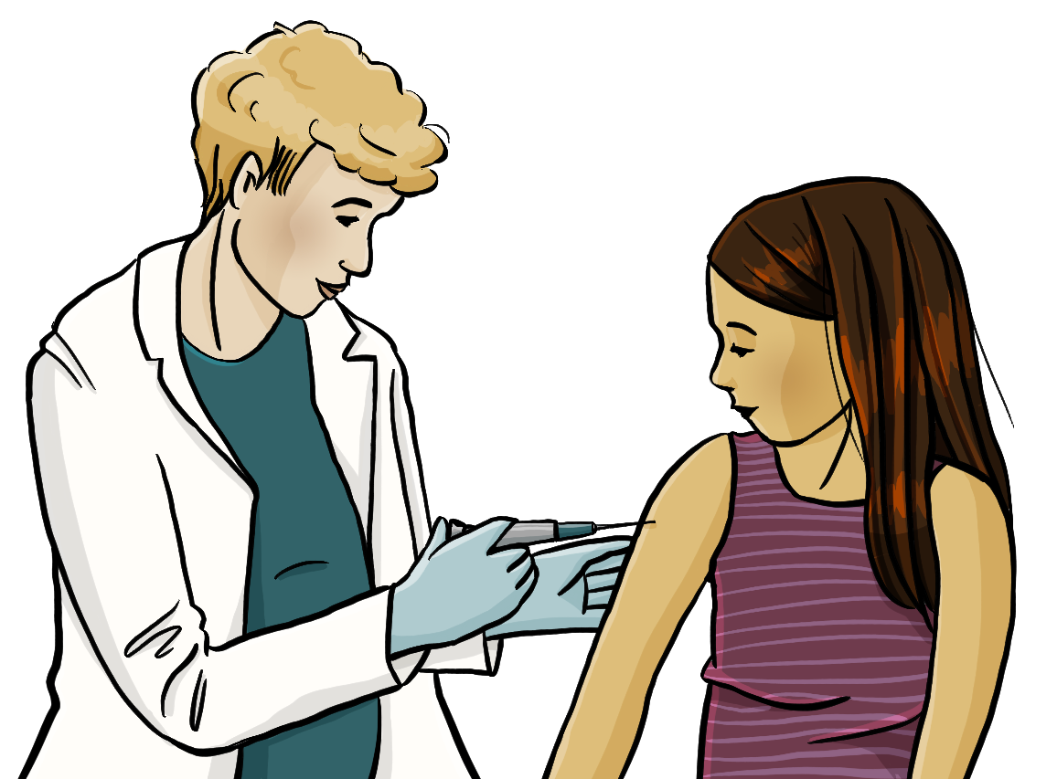 Eine Ärztin impft ein Mädchen. 