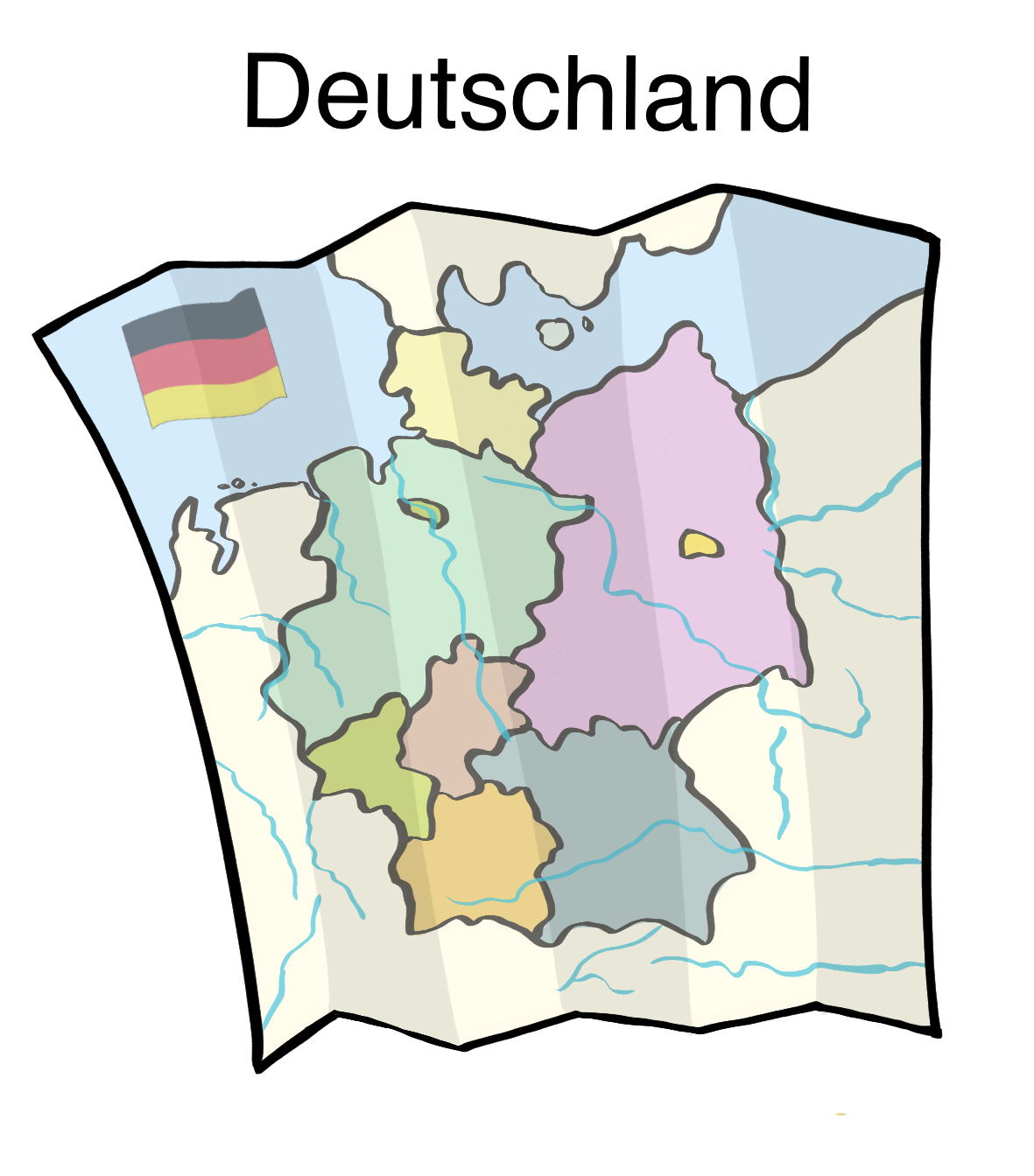 Eine Karte von Deutschland. Über der Karte steht: Deutschland.