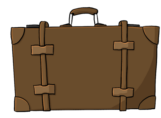 Ein brauner Koffer mit Riemen.