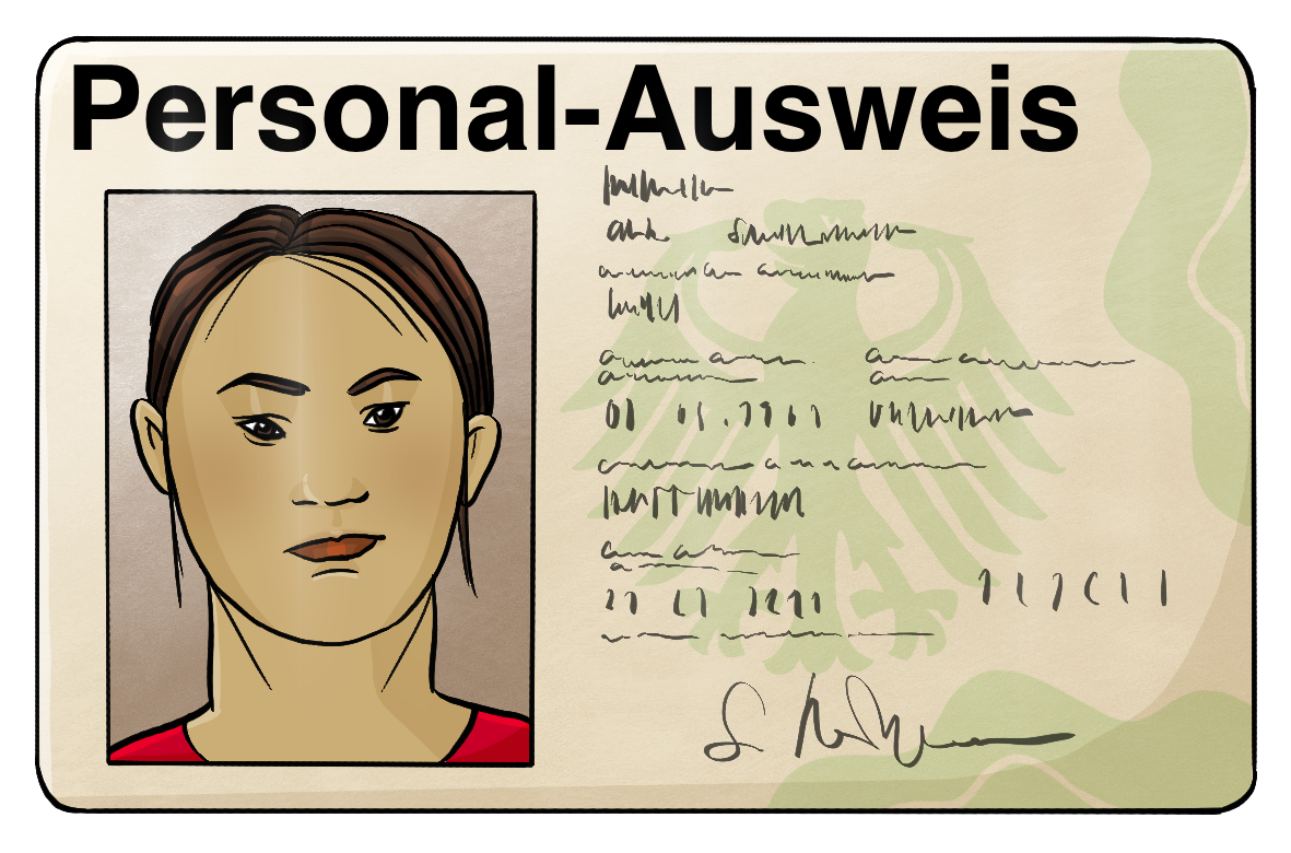 Ein Personalausweis mit dem Foto von einer Frau mit Downsyndrom.