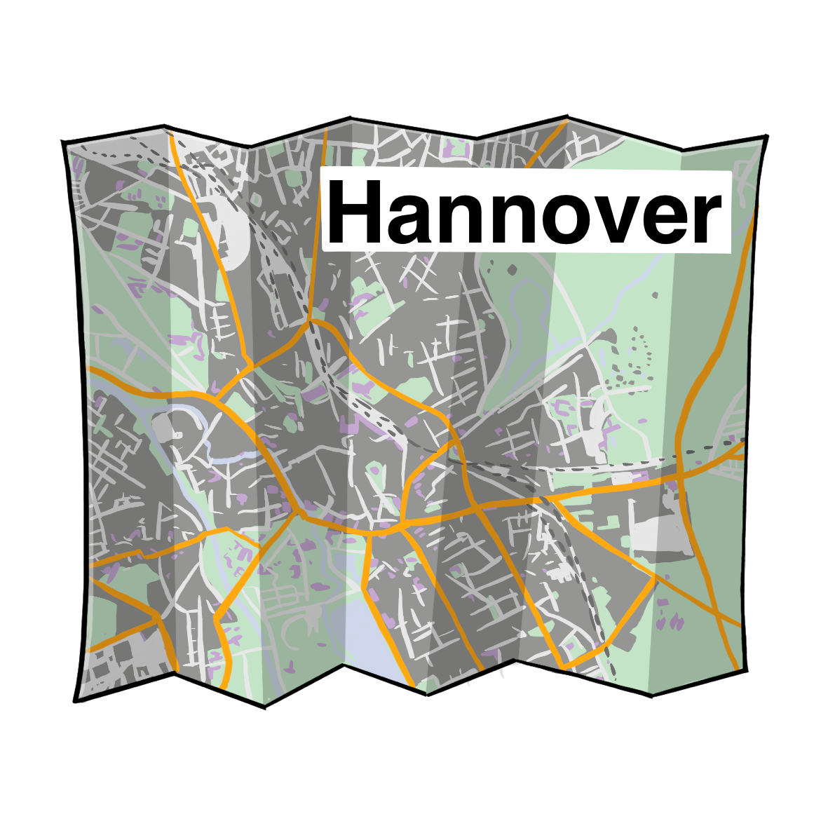 Ein Stadtplan mit der Aufschrift: Hannover.