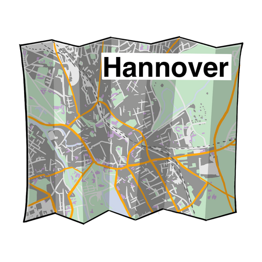 Ein Stadtplan mit der Aufschrift: Hannover.
