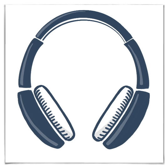 Ein vereinfacht dargestellter Kopfhörer.